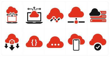A set of 10 web marketing icons as cloud database, cloud server, cloud data vector
