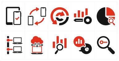 A set of 10 web marketing icons as responsive, synchronization, data analysis vector