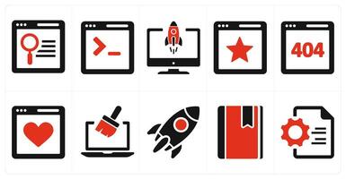 A set of 10 web marketing icons as search webpage, website coding, website launch vector
