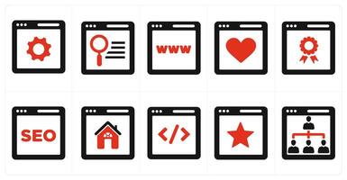 A set of 10 web marketing icons as seo optimization, search webpage, www vector