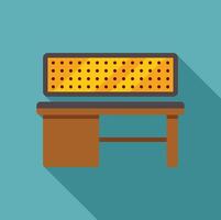 Empty waiting room bench with perforated metal backrest vector