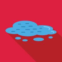 Large puddle reflecting cloudy sky with small puddles forming around it vector