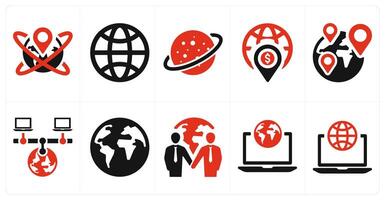 A set of 10 web marketing icons as global location, world, universe vector