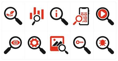 A set of 10 web marketing icons as ecology, data search, search info vector