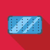 Surgical instrument tray resting on red background with long shadow vector