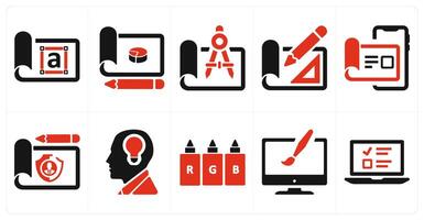 A set of 10 web marketing icons as style, design, draw vector