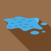 Puddle of water spilling on brown surface with long shadow vector