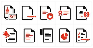 A set of 10 web marketing icons as identification card, edit document, approved document vector