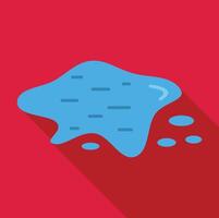 Puddle of water spilling on red surface with long shadow vector