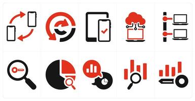 A set of 10 web marketing icons as synchronization, data analysis, responsive vector