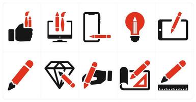 A set of 10 web marketing icons as painting tools, custom design, draw vector