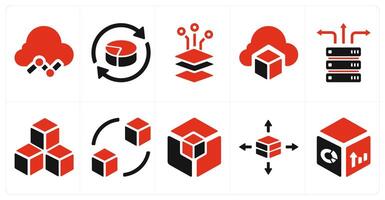 A set of 10 web marketing icons as cloud data, diagram, storage vector