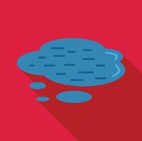 Blue cloud emitting small particles on red background with long shadow vector