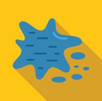 Blue blob splashing on yellow background with long shadow vector
