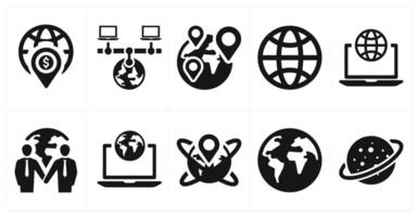 A set of 10 web marketing icons as location, global server, location vector