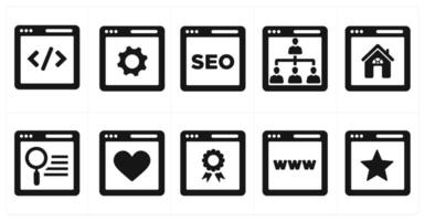 A set of 10 web marketing icons as programming, seo, hierarchy vector