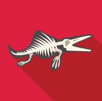Dimetrodon skeleton showing bones and spine on red background vector