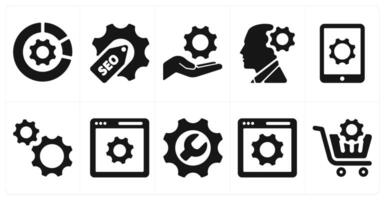 A set of 10 web marketing icons as statistics, seo, configuration vector