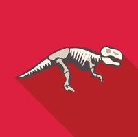 Tyrannosaurus rex skeleton walking on red background vector