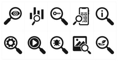 A set of 10 web marketing icons as data search, keyword search, mobile search vector