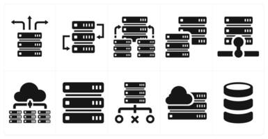 A set of 10 web marketing icons as server connectivity, hosting, hosting server vector