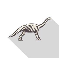 Brachiosaurus skeleton walking in flat design with long shadow vector