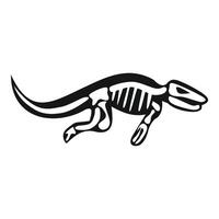 Varanus skeleton running side view, black and white illustration vector