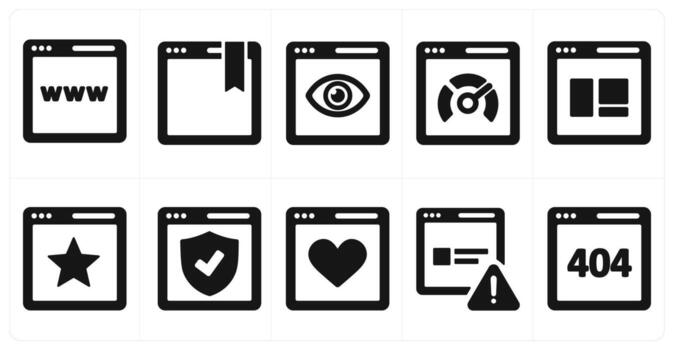 A set of 10 web marketing icons as www, webpage, view page vector