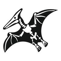 Pterodactyl skeleton flying with wide wings, vector