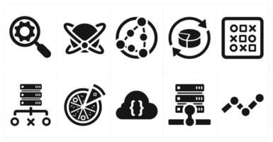 A set of 10 web marketing icons as search data, big data, networking vector