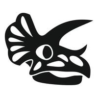 Triceratops dinosaur head silhouette showing three horns and bony frill vector