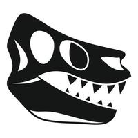 Tyrannosaurus rex skull showing sharp teeth, paleontology icon vector
