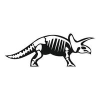 Triceratops skeleton standing in profile view, paleontology symbol vector