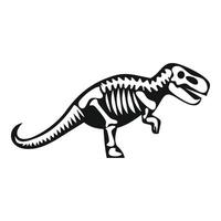 Black and white drawing of a tyrannosaurus rex skeleton walking vector