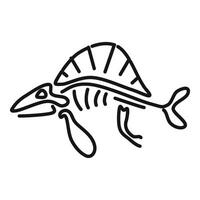 Dimetrodon skeleton drawing showing prehistoric reptile fossil vector