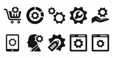 A set of 10 web marketing icons as cart settings, statistics, configuration vector
