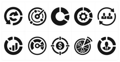 A set of 10 web marketing icons as data analysis, performance, pie chart vector