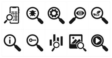 A set of 10 web marketing icons as mobile search, find bug, search data vector