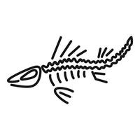 Fish skeleton drawing showing bones and spines vector