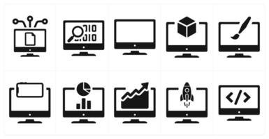 A set of 10 web marketing icons as file share, programming, monitor vector
