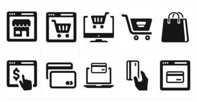 A set of 10 web marketing icons as shopping store, cart, cart page vector