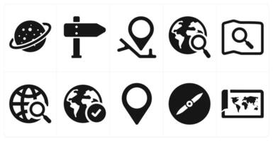 A set of 10 web marketing icons as universe, direction, gps vector