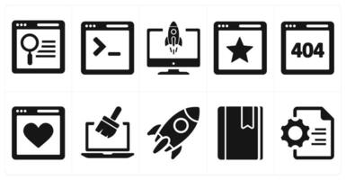 A set of 10 web marketing icons as search webpage, website coding, website launch vector