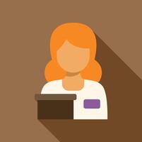 Receptionist standing at the reception desk vector