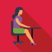 Office worker sitting at desk working on computer in red background vector