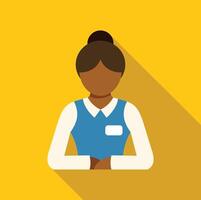 Polite receptionist waiting at the desk with hands folded vector