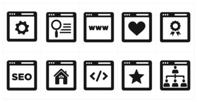 A set of 10 web marketing icons as seo optimization, search webpage, www vector