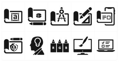 A set of 10 web marketing icons as style, design, draw vector