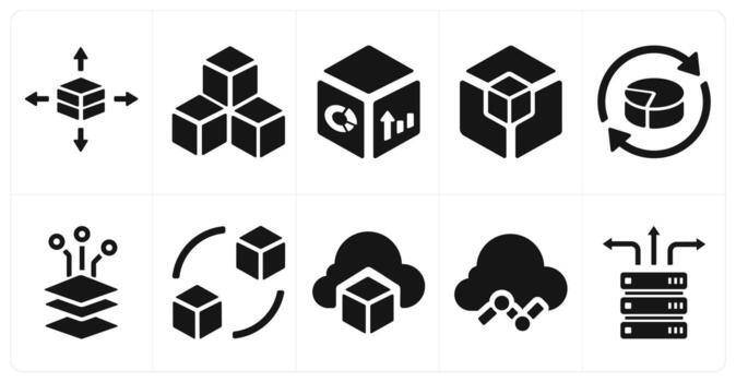 A set of 10 web marketing icons as layers, 3d, statistics vector