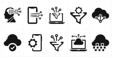 A set of 10 web marketing icons as technology, mobile technology, filter vector